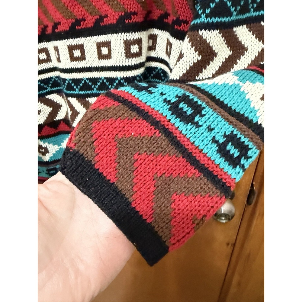 VTG 80s 90s Croquet Club Geometric Knit Jumper Sweater Large Coogi Style Cosby - Picture 6 of 9